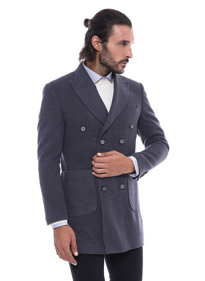 3879 Grey Double Breasted Coat