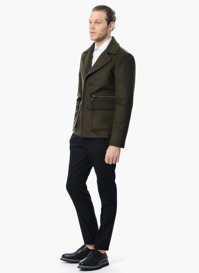 3889 Khaki Wool Short Coat