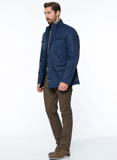 4031 Indigo High Collar Coat