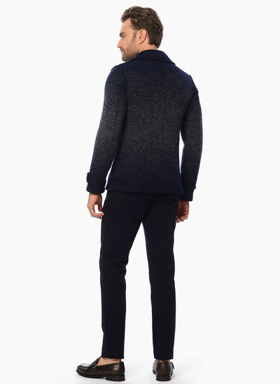 3926 Navy Patterned Coat