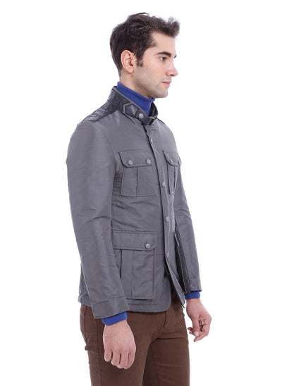 4009 Grey Leather Look Coat