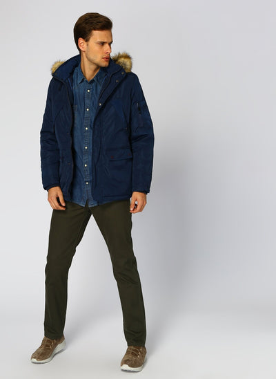 3895 Navy Blue Hooded Coat