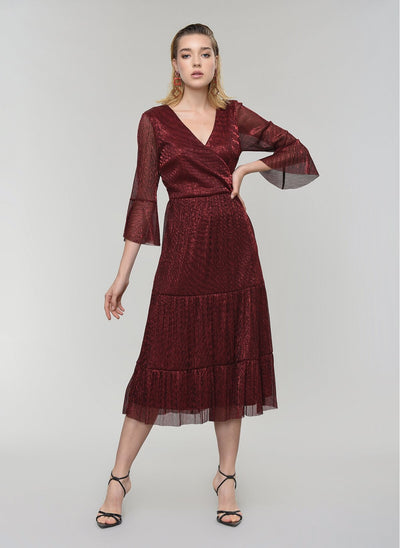 15975 burgundy shimmer tulle dress