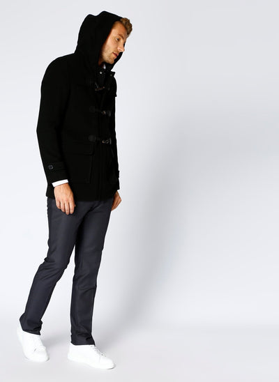 3998 Black Hooded Coat