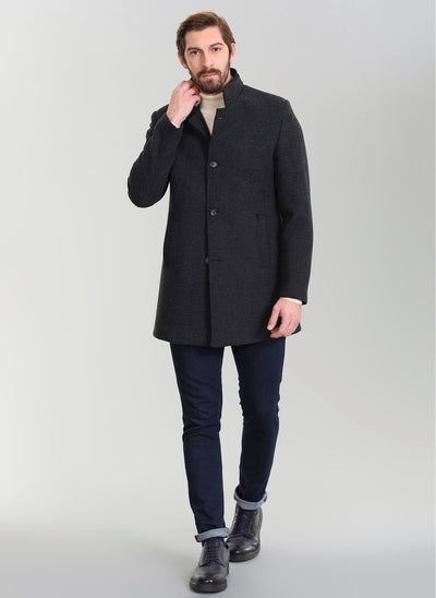 3990 Anthracite Patterned Coat