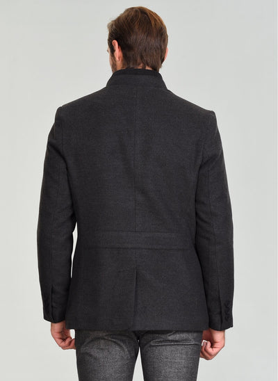 3995 Anthracite Plain High Collar Coat