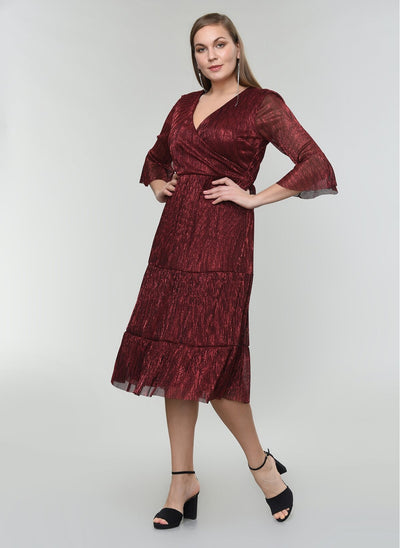 15975 burgundy shimmer tulle dress