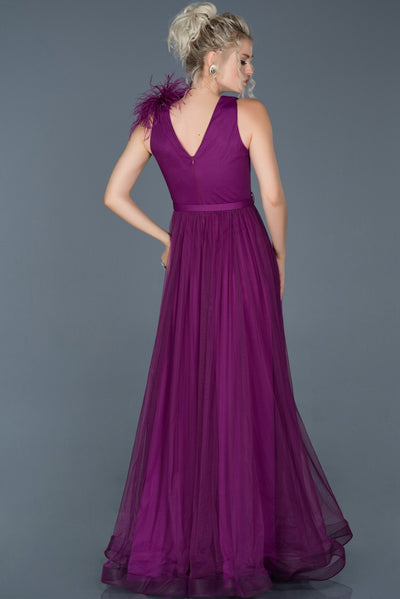  Dark Purple Long Wedding Dress With Waistt Detail ABU823 