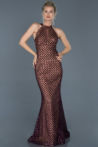 16079 purple stone sequined mermaid dress
