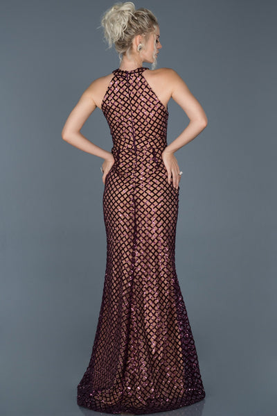 16079 purple stone sequined mermaid dress