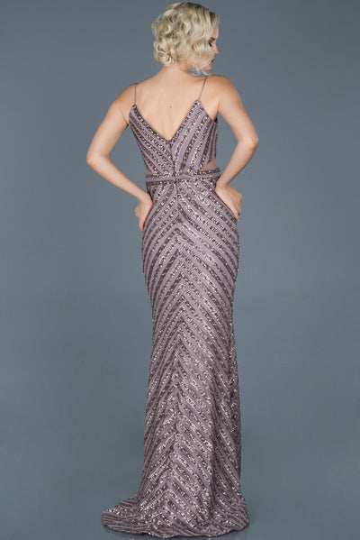 16053 lavender rose sequined strap dress