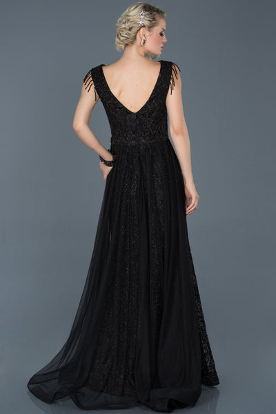 16599 black shimmer lace tulle skirt dress