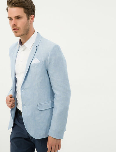 17504 Light Blue Two Button Jacket