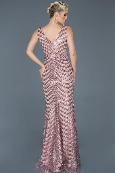 15987 powder sequined evening dress