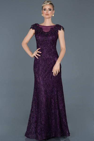 16993 purple shimmer lace dress