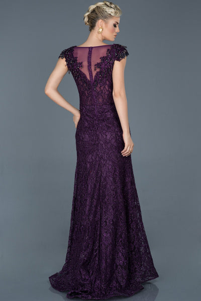 16993 purple shimmer lace dress