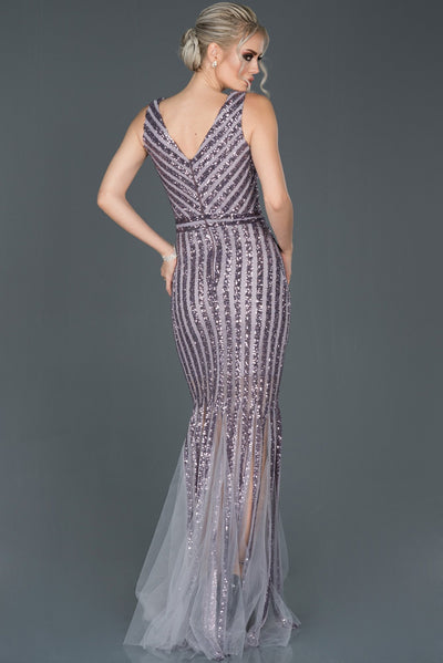 16059 lilac sequined tulle mermaid dress