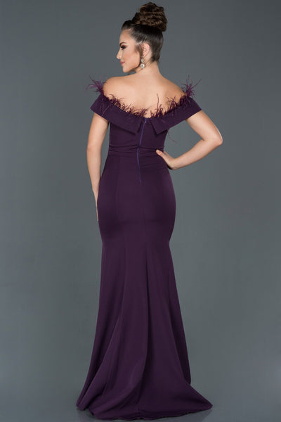  Dark Purple Long Leg Low-Cut Otris Fish Fish Evening Dress ABU985 