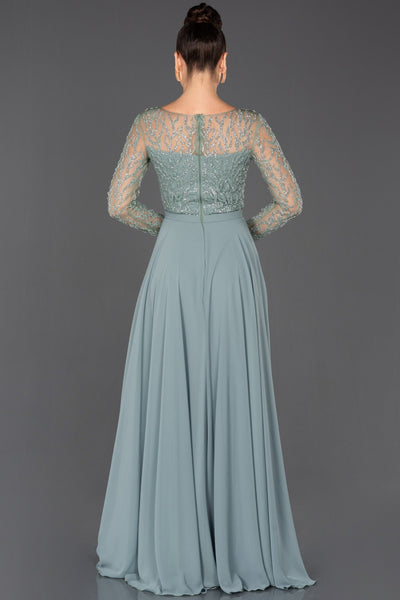  Turquoise Long Leg Decollete Transparent Engagement Dress ABU1020 