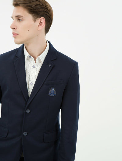 17548 Navy Badge Detailed Jacket