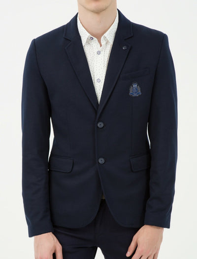 17548 Navy Badge Detailed Jacket
