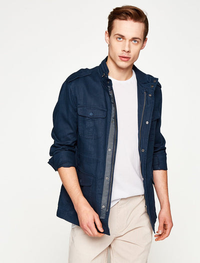 17550 Navy Pocket Detailed Jacket