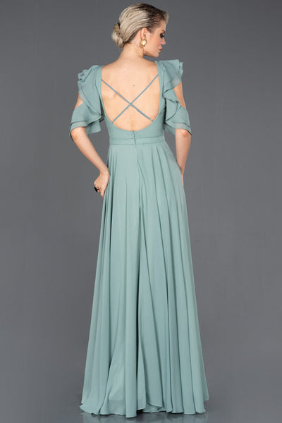 14508 mint open back chiffon dress