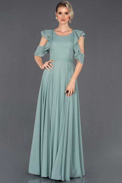 14508 mint open back chiffon dress