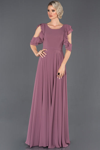 14510 dry rose open back chiffon dress