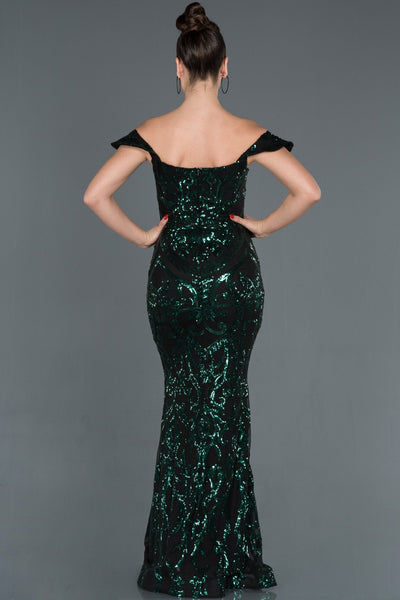 16003 emerald green off shoulder sequined dress
