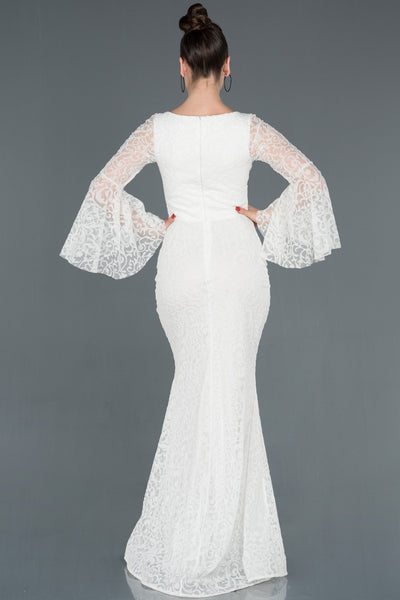 15997 off white spanish sleeve embroidered tulle dress
