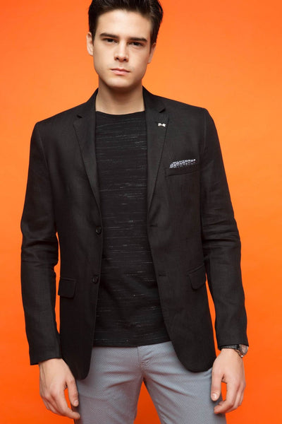  Men's Modern Fit Linen Jacket G7155AZ.17SP.BK27 