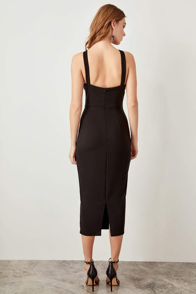 2792 Black Midi Pencil Dress