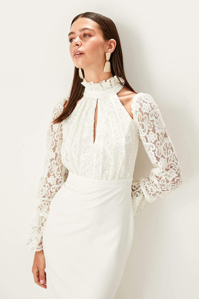  Fawn Lace Detailed Dress TPRSS19UT0067 