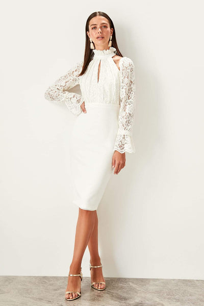  Fawn Lace Detailed Dress TPRSS19UT0067 