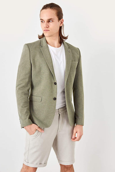  Khaki Men's Slim Fit Double Button Jacket TMNSS19YY0004 