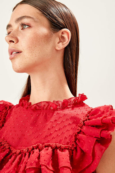  Pomegranate Flower Waistted Special Fabric Dress TPRSS19FZ0281 