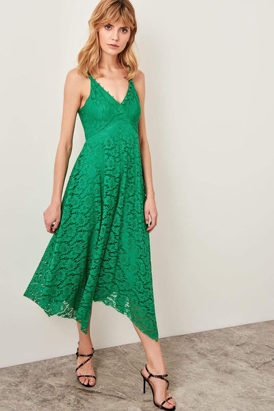  Green Skirt Asymmetrical Dress TPRSS19FZ0101 