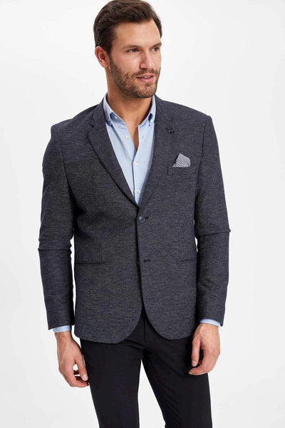  Men's Handkerchief Detail Modern Fit Blazer Jacket K2539AZ.19SP.NV64 