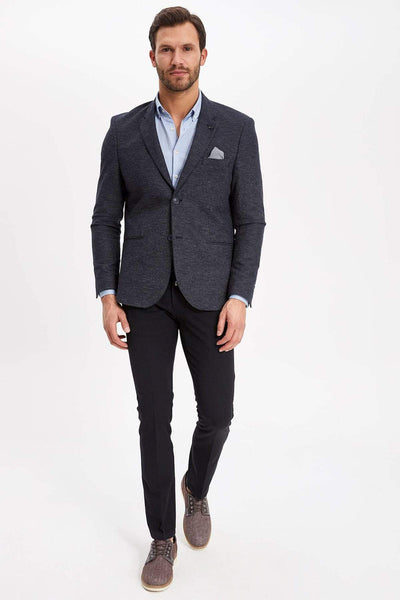  Men's Handkerchief Detail Modern Fit Blazer Jacket K2539AZ.19SP.NV64 