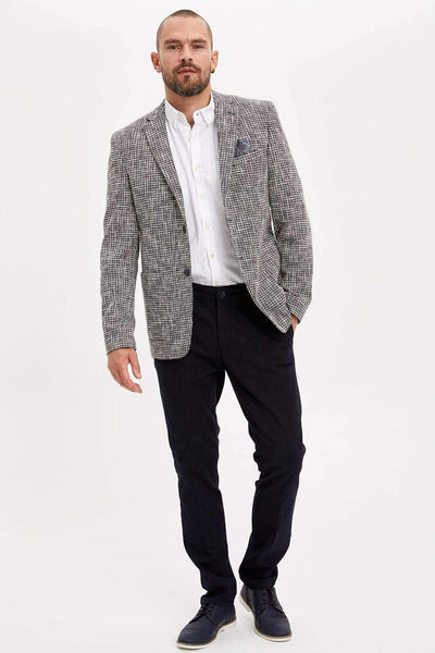  Men's Brown Handkerchief Detail Plaid Blazer L3063AZ.19SP.BN353 