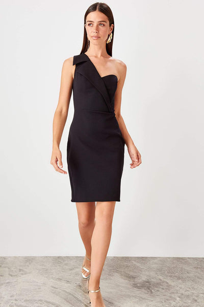  Black Collar Detailed Dress TPRSS19UT0112 