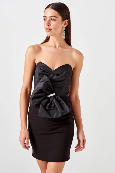 13337 Black Bow Strapless Dress
