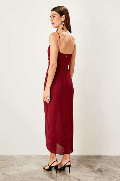  Burgundy Ribbed Detail Dress TPRSS19BB0420 