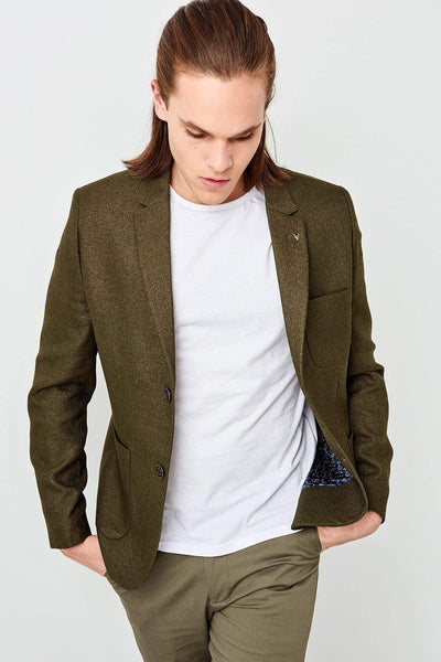  Khaki Men's Badge Jacket With Pockets TMNSS19RA0001 