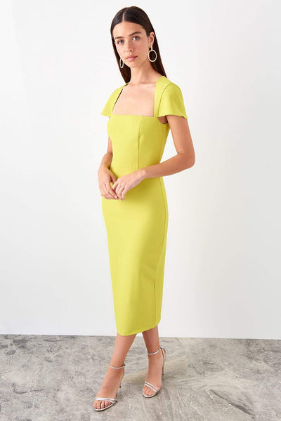  Yellow Sleeve Detailed Dress TPRSS19FZ0570 