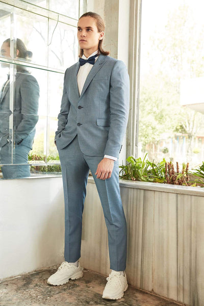  Navy Blue Men's Dovetail Collar Slim Fit Smart Jacket TMNSS19PP0002 