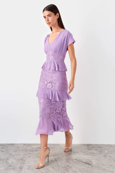  Lilac Lace Detailed Dress TPRSS19UT0201 