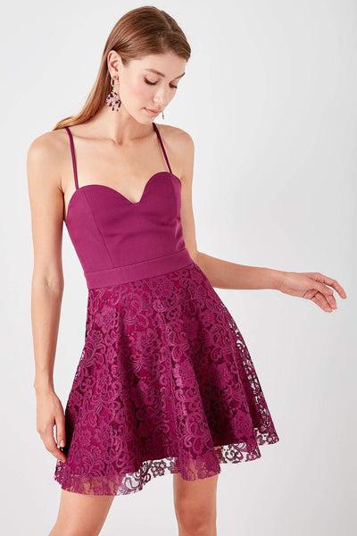  Plum Lace Skirt Dress TPRSS19WU0043 