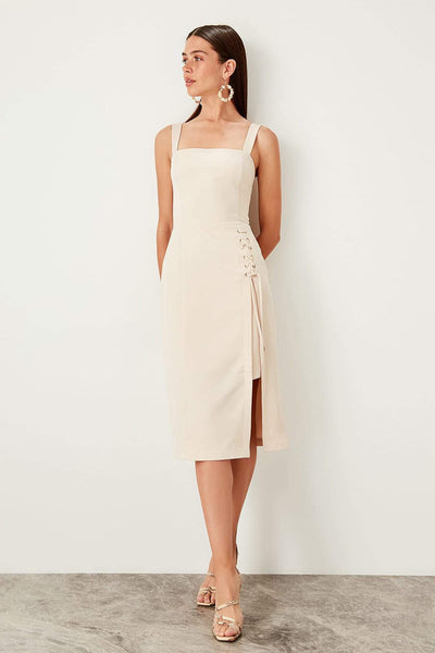  Cream Eyelet Detailed Dress TWOSS19EL0079 